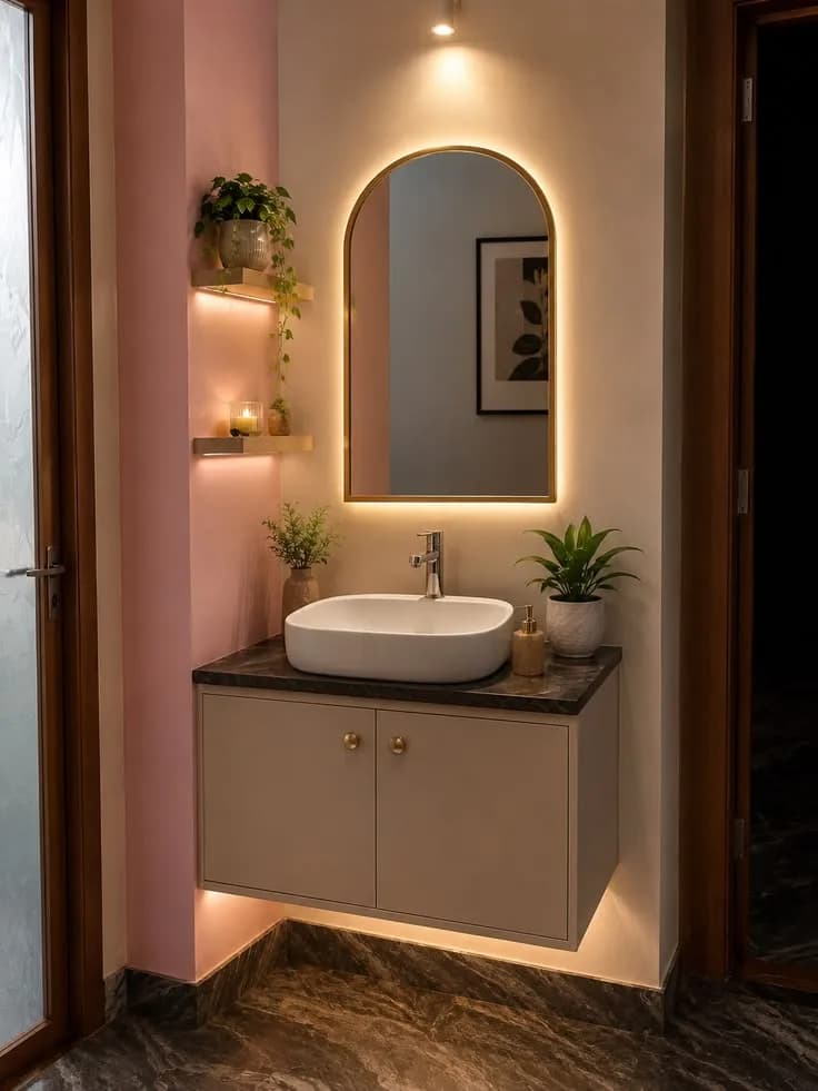 Monolithic Travertine Vanity Suite